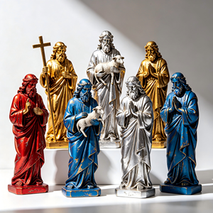 Croix religieuse personnalisée en résine peinte à la main, sculptée artistiquement, avec logo, couleur, représentant la famille des Saints Catholiques et Jésus, pour Noël, amour, fée, musique, Xi - Product Image 2