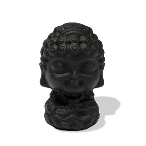 <span class=keywords><strong>Statuette</strong></span> de Bouddha chinoise de style <span class=keywords><strong>zen</strong></span> en obsidienne noire mate givrée, ornement en cristal sculpté pour la paix et la protection - Product Image 1