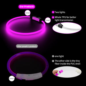 LED 개 목걸이 7 색 라이트 업 목걸이 USB 충전식 방수 TPU 빛나는 야간 안전 개 목걸이 - Product Image 3