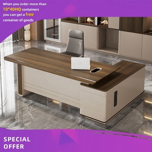 Escritorio Ejecutivo de PVC Laminado |   Borde de Acero Espejo 8K |   Soporte Ajustable para Monitor con Gabinete de Almacenamiento Lateral a Juego Disponible - Product Image 6