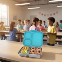 Boîte à lunch personnalisée, nouveau design, portable, étanche, micro-ondable, en acier inoxydable 304, pour enfants, lonchera, bento
