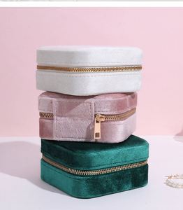 Custom Travel Velvet Jewelry Earrings Necklaces Rings Organizer <b>Storage</b> <b>Box</b> with Mirror PU Lining Gifts for Events - Product Image 3