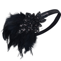 LOWOSAIWOR Feder-Pailletten 1920er Jahre Gatsby-Stirnband für Damen Erwachsenen-Party-Kopfschmuck Modell 16 Einzeln Verpackt ODM-Lieferung