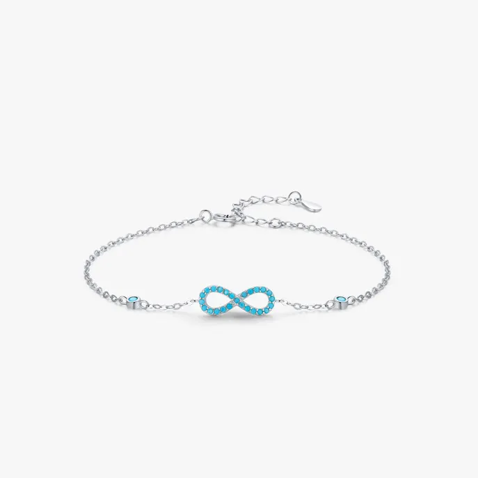 2022 New Blue Turquoise Love Infinity Bracelet Ins Delicate 925 Sterling Silver Infinity Bracelet Jewelry