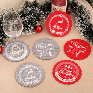 Suministros de decoración navideña Estera de Navidad Decoración Fiesta de Navidad Mesa de hogar Juego de mesa de fiesta artesanal Posavasos de taza de Feliz Navidad - Product Image 1