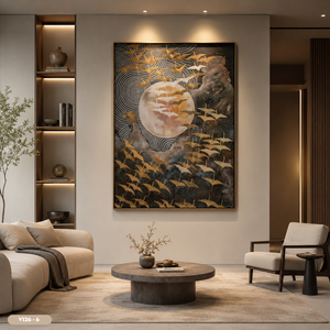 Deluxe <b>Gold</b> Leaf Embossed Wall <b>Painting</b> Home Decor Art Design Vietnam Manufacturer OEM ODM Model V126-6 Size 50x60 cm - Product Image 5