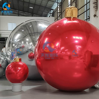 Ballons Métalliques PVC Double Couche Géants Rouges Brillants Gonflables Effet Miroir Imperméables pour Décoration Extérieure de Jardin - Grande Vente