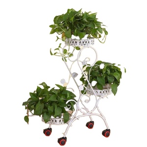 Support de fleurs intérieur en métal Pot de <span class=keywords><strong>fleur</strong></span> support de plante salon balcon étagère à fleurs 3 niveaux multicouche mobile push-pull - Product Image 1