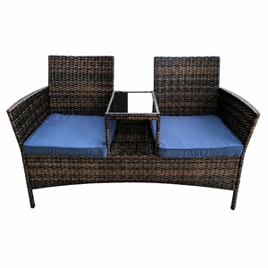 Canapé de jardin en rotin plastique d'extérieur, style décontracté, deux places - Product Image 1