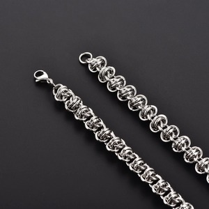 Collier lourd punk en acier inoxydable avec chaîne à maillons épais et nœuds, fait main, style gourmette, pour homme - Product Image 3