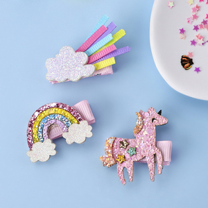 กิ๊บติดผมรูปเมฆน่ารัก 3 ชิ้น สีรุ้ง ประกายวิ้ง สำหรับเด็กผู้หญิง - Product Image 1