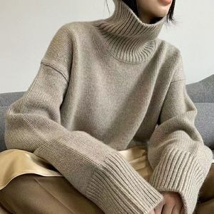 Pull-over doux à col montant pour femme, coupe ample, couleur unie, tricoté, couche de base, automne hiver 2025, gris, noir, rouge, taille unique - Product Image 2