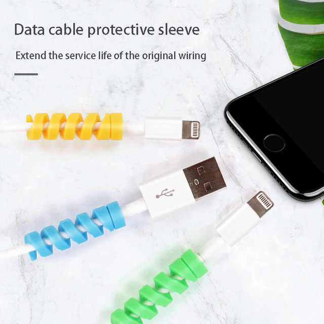 Multi Color Silicone Spiral Cable Protector Anti Break Charging Cord Saver Sleeve for iPhone Type C Android USB Wire
