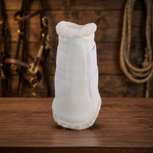 Botte d'équitation en néoprène blanc avec design antidérapant pour la protection des jambes du cheval - Product Image 4