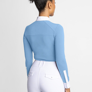 Maglietta Base Layer a Maniche Lunghe per Equitazione da <span class=keywords><strong>Donna</strong></span> con Zip e Bottoni, Abbigliamento Elastico per Equitazione, <span class=keywords><strong>Basso</strong></span> MOQ - Product Image 3