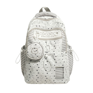 Dipa Lovely Bear <b>Backpack</b> Tote 20-36L <b>Waterproof</b> Student <b>School</b> Bag Unisex Gray Heart Print Expansion Design - Product Image 5
