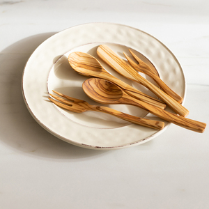 أدوات خشبية منزلية طبيعية أدوات مائدة للشاي والقهوة والكعك ساندويتش خشبي زيتون طبيعي ملعقة تقديم صغيرة شوكة - Product Image 6