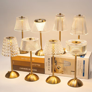 <span class=keywords><strong>Lámparas</strong></span> <span class=keywords><strong>de</strong></span> Mesa LED <span class=keywords><strong>de</strong></span> Lujo Inalámbricas Recargables con Función Táctil, Funcionamiento a Batería, con Pantalla <span class=keywords><strong>de</strong></span> <span class=keywords><strong>Cristal</strong></span> Dorado <span class=keywords><strong>Vintage</strong></span>, Regulables, para Restaurante - Product Image 5