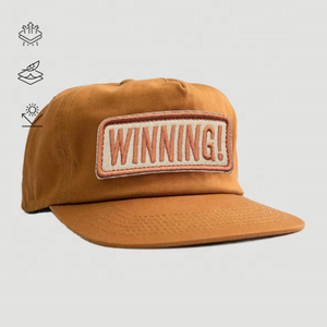 Chapeaux personnalisés à profil bas Vintage adulte coton sergé 5 panneaux non structurés léger bord incurvé brodé Patch Logo casquettes Snapback - Product Image 3