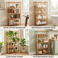 Estantería de Bambú de 4 Niveles, Moderna y Autoportante, para Sala de Estar y Dormitorio, para Jardineros de Interior