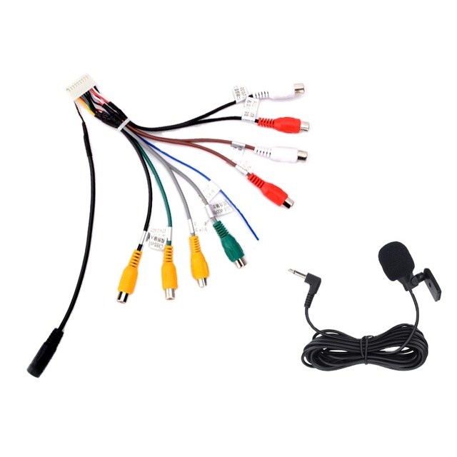 Junsun Car Stereo Radio RCA Output Wire Aux-in Adapter Cable with 3.5mm Interface External Microphone Car Accessories