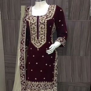 2019 hermoso indio/paquistaní de talla grande para mujer Shalwar Kamiz elegante vestido de boda/fiesta - Product Image 4