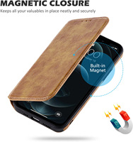 Étui de luxe en cuir PU magnétique avec fentes pour cartes et support pour iPhone 18 17 16 15 14 13 12 11 Pro Max