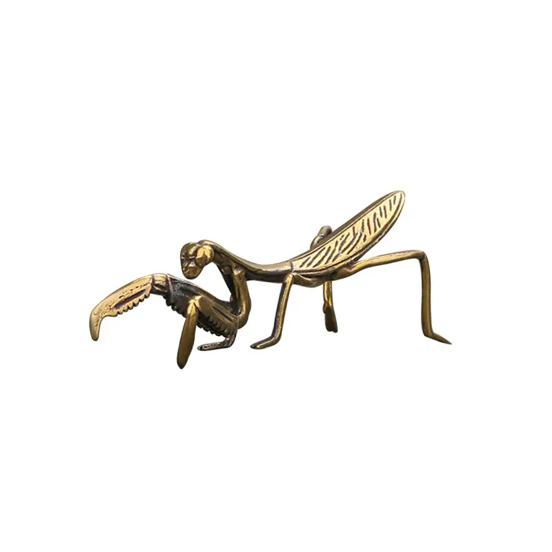 Artesanías de latón, mantis, pequeños adornos, insectos, cobre antiguo, micro tallado, Bronce Antiguo