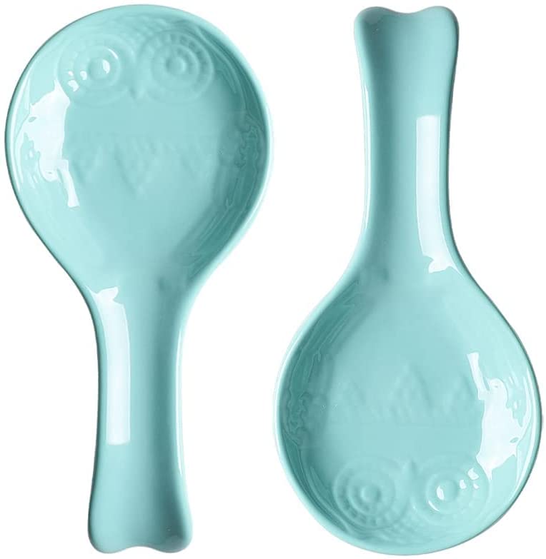 2 poggiamestolo in ceramica, poggiamestolo per limone per bancone della cucina, porta utensili resistente al calore per piano cottura, supporto per cucchiaio da cucina, poggiamestolo per cucchiai