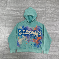 Fabricantes de Ropa Personalizada, Sudadera con Capucha de Felpa Francesa Gruesa, Estampado Gráfico DTG, Estilo Vintage, Lavado Ácido, Desgastado