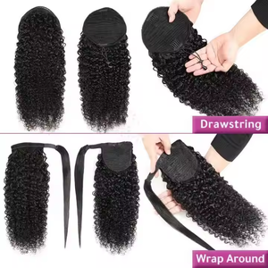 Vente en gros Extension de queue de cheval vague d'eau pièce de cheveux vietnamiens bruts avec cordon de serrage queue de cheval avec pince en 100% perruque de cheveux humains pour femmes - Product Image 2
