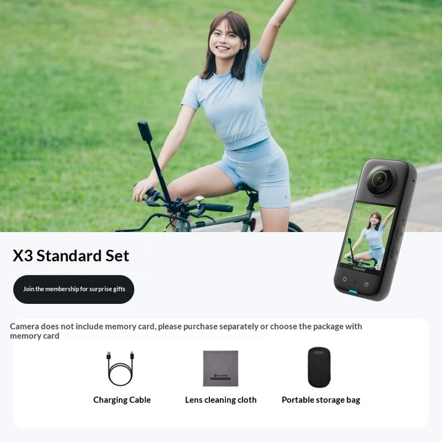 Insta360 X3 360 Panoramic Camera 4K 72MP 10m Waterproof Anti-shake Wide Angle for Motorcycle Riding with 2.9" Touchscreen