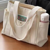 Tas Belanja Promosi Kanvas Ramah Lingkungan Desain Personal dengan Pegangan dan Kantong, Dapat Digunakan Kembali, Kemasan Kustom untuk Supermarket