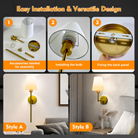 Appliques murales LED sans fil rechargeables, lampe en fer à piles avec ampoule à intensité variable et télécommande