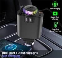 Chargeur rapide rétractable USB-C PD avec lumière d'ambiance ciel étoilé, double cordon de retraitement, adaptateur de voiture pour téléphone portable avec diffuseur d'aromathérapie
