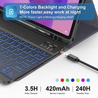 Étui pour tablette avec rétroéclairage 7 couleurs, clavier folio détachable sans fil et support pour stylet pour Lenovo Idea Tab 11 pouces 2025
