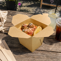 Boîte à nouilles jetable en papier kraft biodégradable avec revêtement PE, conteneur à emporter anti-fuite pour pâtes, riz frit, salade, bol en papier