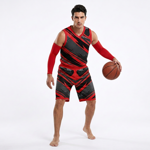 Ensembles d'uniformes de maillot de basket-ball de haute qualité de logo personnalisé noir rouge entièrement de sublimation - Product Image 1