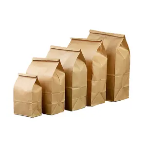 Emballage bon marché sacs en papier kraft brun respectueux de l'environnement sac brun réutilisable SOS de qualité alimentaire à emporter sans poignée