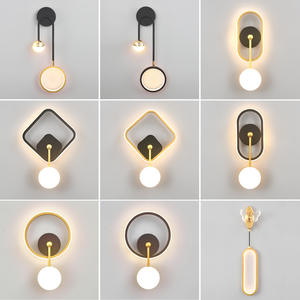 โคมไฟติดผนังข้างเตียงทรงค้อนวงกลมสีดำแบบคลาสสิกมินิมอลโคมไฟผนังพื้นหลัง LED สำหรับห้องนอนห้องนั่งเล่น - Product Image 1