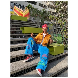 <span class=keywords><strong>Pantalon</strong></span> de survêtement décontracté d'été, style minimaliste américain, imprimé lettres, à cordon de serrage, coupe large, léger et amincissant - Product Image 6