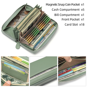 <span class=keywords><strong>Portafoglio</strong></span> da <span class=keywords><strong>donna</strong></span> in vera pelle con cerniera in vera pelle lungo RFID che blocca portafogli in vacchetta <span class=keywords><strong>verde</strong></span> per <span class=keywords><strong>donna</strong></span> - Product Image 3