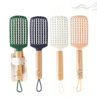 Brosse à cheveux massante en bois de hêtre anti-statique, incurvée et ventilée, avec logo personnalisé OEM, pour femmes, séchage rapide et volume.