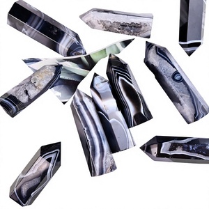 Torre de Cristal de Ágata Pulida con Rayas Negras y Azules, Piedra Curativa, Decoración Feng Shui para el Hogar - Product Image 3