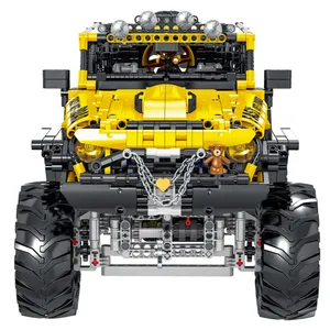 MORK 022010 sıcak satmak 1:8 sarı Offroad Technol Model araç yapı taşı erkek hediye 2452 adet yapı oyuncaklar