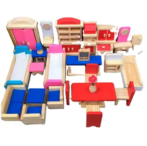 Set di mobili in legno per la casa delle bambole con mobili 35 pezzi accessori per la casa delle bambole sono regalo per le ragazze ragazzi di età 3 +