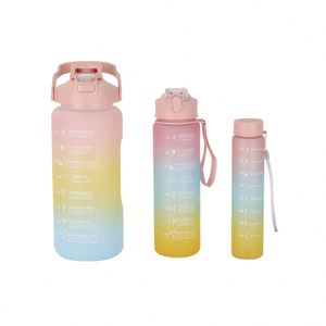 ขวดน้ำแบบไล่สี 3 ชิ้น ขนาดครึ่งแกลลอน 64 ออนซ์ ชุด 3 in 1 สำหรับออกกำลังกาย สร้างแรงบันดาลใจ - Product Image 3