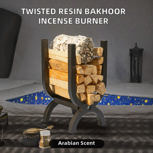 Wholesale <b>Twisted</b> <b>Shape</b> Wood Bakhoor Incense Burner-Aromatherapy Golden Arabic Calligraphy Indian Chinese 4 Colors Ramadan Table - Product Image 2