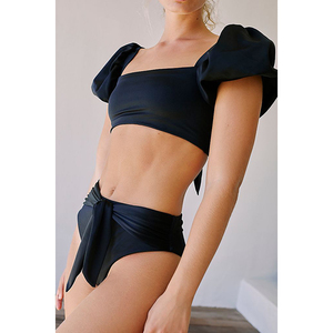 TW138 Two Pieces High Waist Swimwear Women Bath Suit Beach Suit 2021 Stylish <strong>Puff</strong> <strong>Sleeves</strong> Swimsuit <strong>Bikini</strong> Swimsuit - Product Image 4