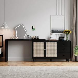 Table de maquillage en rotin japonais <span class=keywords><strong>armoire</strong></span> seau un bois massif nordique maison chambre rangement commode rétractable - Product Image 5